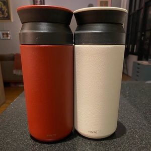 Two Kinto tumblrs 350mL - rust and white - great condition